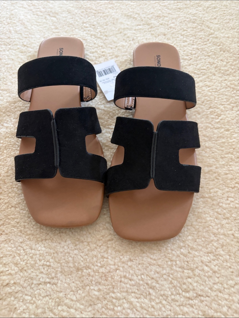 Women's Black Suede Slide Sandals - Classic Casual NWT , size 9